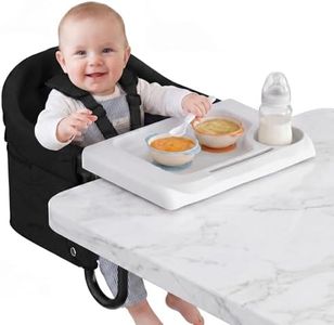 Gryvoth Portable Hook On High Chair with Tray for Baby & Toddler,Space-Saving Clip On Travel High Chair,Detachable Washable Seat Cover,Feeding Seat for Dining Table & Counter,with Carry Bag(Black)