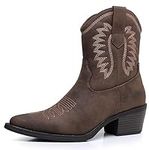 GLOBALWIN Brown Cowboy Boots For Wo