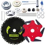 9"x20T Carbon Steel Round Chainsaw Tooth Brush Blades & Steel Trimmer Head 6 Steel 65Mn Razors Trimmer Head with Adapter Kit Compatible with Brush Cutter, Trimmer, Weed Eater, Husqvarna, Stihl Ego