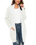 PCEAIIH Women's Cardigan Sweaters with Pockets Long Sleeve Causal Outwear Tops XL White