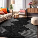 Rugshop Bohemian Stripe Stain Resistant High Traffic Living Room Kitchen Bedroom Dining Home Office Area Rug 8'x10' Black