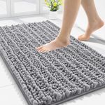 Smiry Bathroom Rugs Mat 30x20, Extra Soft Absorbent Chenille Bath Rugs, Non Slip Rubber Backing Machine Washable Quick Dry Bath Mats for Bathroom Floor, Tub, Shower, Home Decor Accessories, Grey