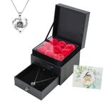 JEKUGOT 9 flowers Handmade Preserved Rose with I Love You Necklace 100 Languages Jewelry Gift Box Best Romantic Gifts for Women&Her&Mum on Valentines Day, Mothers Day, Anniversary, Birthday,Christmas