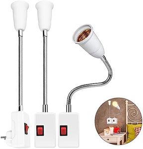 3 Piezas Portalámparas E27, Con Cuello de Cisne Flexible Adaptador de Extensión, Casquillo E27 Enchufe 360° Ajustable/Enchufe Europeo/Apto para Dormitorios/Cocinas/Pasillos(Sin Bombilla)