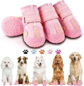 Hcpet Dog Shoes, Dog Boots for Small Dogs, Breathable Medium Dog Booties Paw Protector for Summer Hot Pavement, Winter Snowy Day, Outdoor Walking, Indoor Hardfloors Anti Slip Sole Pink Size 1