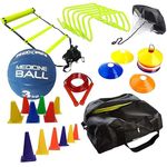 Roxan Medicine Ball Combo - Agility Hurdle, Marker Cone, Saucer Cone, Skipping Rope, Medicine Ball, Agility Ladder, Speed Chute & Kit Bag in a Combo