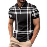 Men's Breathable Polo Shirts Summer Short Sleeve Wicking Quick Dry Casual Work Golf Tops with Pocket Men Sports Clothing Polo Shirts for Men Designer 1/4 Zip top Men Tops (Black, XXXL)