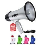 Portable Megaphone Speaker Siren Bullhorn - Compact and Battery Operated with 20 Watt Power, Microphone, 2 Modes, PA Sound and Foldable Handle for Cheerleading and Police Use - Pyle PMP23SL (Silver)