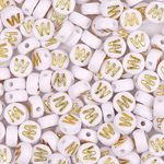 Auvoau 300Pcs Letter Beads W 4X7mm Gold Alphabet Beads Acrylic Round Shape Loose Beads for Name Bracelets Necklaces Key Chains DIY Jewelry Making (W)