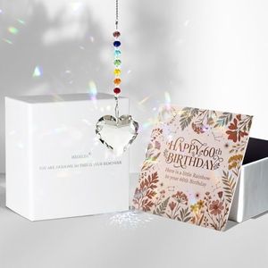 Hegelda Birthday Gifts for Women Friendship, for Friends Coworkers Her Wife Mom Daughter Sister Aunt Heart Crystals Suncacther (60TH Birthday)