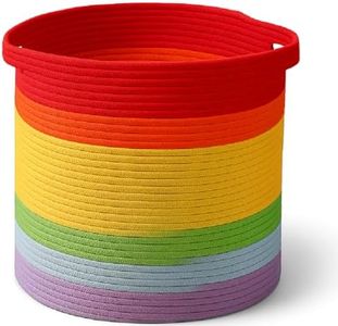 Nonazippy Blanket Storage Basket 80L – Large Woven Laundry Hamper with Handles, Foldable Toy Organizer for Nursery, Bedroom, Living Room �– Decorative Storage Bin for Blankets(18x18x20, Rainbow color)