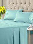 Twin 4 Piece Sheet Set - Breathable & Cooling Sheets - Hotel Luxury Bed Sheets - 1 Flat Sheet, 1 Fitted Sheet & 2 Pillowcases - Deep Pocket - Easy Fit, Soft & Wrinkle Free - Twin Spa Blue Sheets