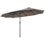 COSTWAY 4.6m Double-Sided Patio Parasol, Outdoor Extra Large Sun Umbrella with Hand-Crank System and Air Vents, Market Twin Sunshade Shelter Canopy for Garden Patio Beach Yard (Coffee)