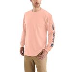 Carhartt Men's Loose Fit Heavyweight Long Logo Sleeve Graphic T-Shirt, Tropical Peach, X-Large