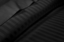 Cotton Sheets Set, Breathable & Cooling Sheets - Hotel Luxury Bed Sheets - Extra Soft- Easy Fit - 4 Piece Set - 600 Thread Count, Wrinkle Free - 45 CM Deep Pocket -Black Stripe, Super King Size