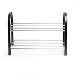 GOLDBEARUK Small Bedroom Shoe Rack black and silver 42cm