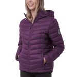 northern Sun Women's Lightweight Down Jacket with Hood and Neck Pillow Bag for Travel - Water Resistant Packable Puffer Jacket (Purple, Medium)