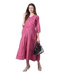 Negen Cotton Maternity Dresses for Women with Feeding Zip - Floral Pink Breastfeeding Maternity Gown Kurti for Pregnant Women - Nursing Pre and Post Pregnancy Wear (Size-S)