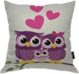 Beabes Owls Decorative Throw Pillow Cover, Cute Owls Love Heart On Tree Branch Double-Sided Pillow Case Couch Pillow Cushion Covers 18X18 Inch Pillowcase for Men Woman