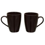 CRAF10 Exquisite Solid Ceramic Coffee Mugs - Set of 2, Microwave Safe, Coffee Brown Color - 340ml Capacity