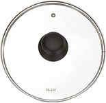 Ibili 970722 glass lid with steam hole 22 cm, Transparent/Silver/Black