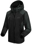 donhobo Women's Waterproof Ski Jackets,Outdoor Hiking Walking Raincoat Jacket Lightweight Windproof Windbreaker Coats with Hood Black XL