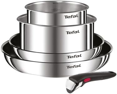 Tefal Ingenio Lot 2 Poêles, 2 Casseroles et Poignée amovible, Induction, Acier inoxydable, Empilable, Revêtement antiadhésif, Compatible lave-vaisselle, Garantie 5 ans, Emotion L897S504