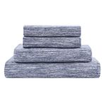 Brielle Home Jersey Knit Cotton Sheet Set - Breathable, Soft, T-Shirt Fabric - Melange Dark Blue, King