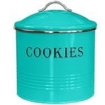 Blue Donuts Vintage Cookie Jar - Cookie Jars for Kitchen Counter, Airtight Jar Cookie Containers, Turquoise Cookie Tin, Cookie Tins with Lids for Gift Giving, Large Cookie Jar