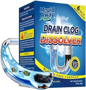 Drain Cleaner, Bleach-Free Drain Unclogger Clog Dissolver for Hair, Grease, Soap Scum & Paper — Sink, Shower & Kitchen Drains Openers, 6 Pre-Measured Powder Packs