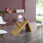 Cherry Tree Furniture Orillia 160 cm Dining Table (Clear Glass Table Top)