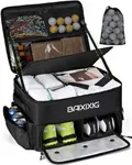 BAIXIXIG Golf Trunk Organizer and Ball Bag, 2-Layer Storage with Shoe Pocket, Storage for Golf Accessories, Gifts for Golfers