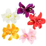 FERCAISH Bohemian Flower Hairpin, Artificial Tropical Flower Hair Clip for Seaside Holiday, Bridal Hair Accessories, 5 Colors Hawaiian Hibiscus Flower Orchid Hairpin for Women and Girls