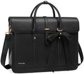 MOSISO Laptop Bag for Women, 15-15.6 inch PU Leather Laptop Shoulder Bag Convertible Backpack, 16 inch Messenger Bag Casual Handbag Work Briefcase Travel Computer Bag with Bowknot, Black