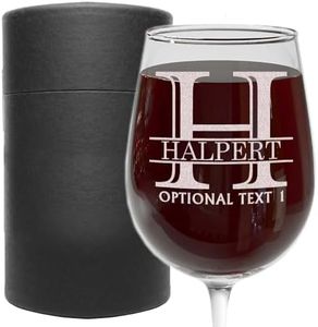 Personalized Mothers Day Etched 16oz Stemmed Wine Glass, Wine Gifts for Women, Customized Mum 40th Birthday Gift, Custom Mom Engraved Gifts, Anniversary, Halpert Monogram