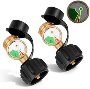Siziviki 2-Pack Propane Tank Gauge with Leak Detector, Universal Level Indicator for 5-40 lb Tanks, QCC-1/Type 1 Connector for BBQ Grills, RV Campers, Patio Heaters and More