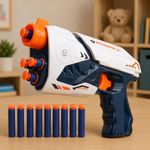 Storio Blaze Storm Soft Bullet Gun Toy with 10 Safe Soft Foam Bullets, Fun Target Shooting Battle Fight Game for Kids Boys (Super Gun), Multicolor