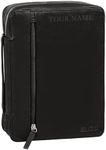 ELIZO Personalized Leather Bible Cover for Men Bible Case for Women Zippered Holder Protector Cross Church Tote Bag Carrying Organizer Sleeve Gift Black