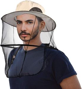 libebcnne Head Net Hat Beekeeping Hat Mosquito Hat with Net Mesh Mask for Outdoor Lover and Fishing Hiking Gardening Sun Hat Grey