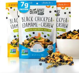 BeanVIVO Plant Based Protein Snacks - (7 Gram Protein) Sea Salt, Habanero BBQ & Dill Pickle with Dried Edamame, Roasted Cashew and Chickpeas - Non-GMO Crunchy Salad Toppers - 3-Pack (4.5 oz Each Pouch)