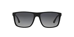 Emporio Armani Men's Ea4033 Sunglasses, Rubber Black and Grey/Gradient Grey Polarized, 56 mm