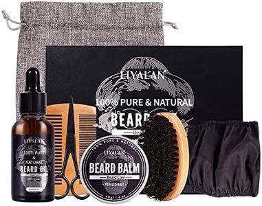 Beard Kit for Men Grooming, 7-Piece Beard Care Kit with Beard Oil, Beard Balm, Beard Brush, Comb, Moustache Scissors, Gifts for Men – by Liyalan