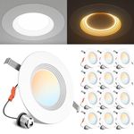 Ensenior 5/6 Inch 5CCT LED Pot Lights with Night Light 12 Pack, Retrofit Recessed Led Ceiling Lighting, Baffle Trim, Dimmable, 9W=110W, 1000LM, 2700K/3000K/3500K/4000K/5000K Selectable, IC Rated - FCC