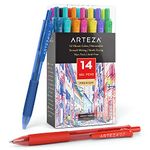 ARTEZA Coloured Gel Pens, 14 Pack of Assorted Colours, 14 Unique Vibrant Colours, 0.7 mm Fine Tip, Retractable, For Journaling, Drawing, Doodling, and Notetaking