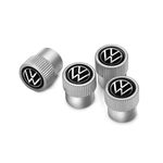 Volkswagen Black Logo Chrome Tire Stem Valve Caps