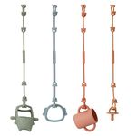 Eoopoon 4 Pack Toy Safety Straps, Stretchable Silicone Pacifier Chains, Adjustable Baby Bottle Toy Teethers Harness Strollers Straps for High Chair, Hanging Baskets, Cribs, Car Seat, Shopping Trolley