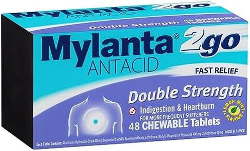 Mylanta 2Go Antacid Double Strength Chewable Tablets, 48 count, Pack of 48