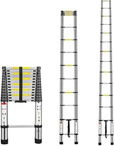 Multibao 13.5FT 4.1M Telescopic Ladder Aluminium Loft Telescoping Ladders Collapsible Extendable Multi Pursose DIY Tools Portable Max Load 150kg(330lb) 14 Rungs