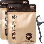 autobrush Charcoal- Mint Dental Flossers for Adults- Floss Picks, for Complete Cleansing and Plaque Removal, Easy-to-Use Design (2-Pack)