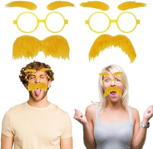 OARRIDOM The Lorax Costume,Lorax Mustache and Eyebrows Glasses Set of 2,Fake Mustache For Adult, Lorax Mustache For Cosplay Costume Accessories and Halloween Festival Party,Yellow mustache